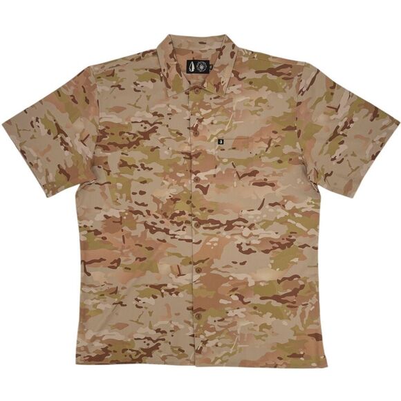 NEW Tachuntfish Men's The Mojito Tropentarn Camo Button Down Shirt Tan/Brown 3XL - Picture 2 of 8